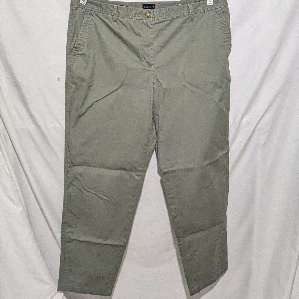 Talbots Relaxed Chino Sz 14 Sage Olive Green Woman’s Ankle Stretch Pants